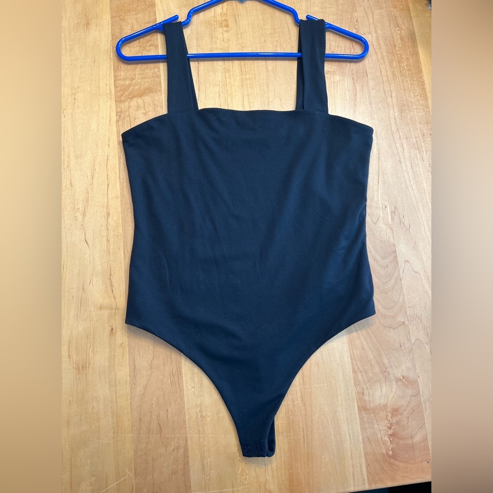 Nuuds Square Neck Tank Bodysuit - Black -Large